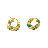 Green Shimmer Spiral Gold Plated Earrings UAE