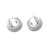 Striped Hollow Silver Plated Spiral Earrings