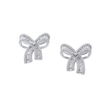 shimmering bow silver earrings