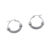 Mesh Twisted Hoops Silver Plated Earrings