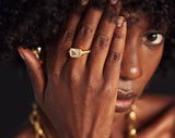 White Zircon Spiral Gold Plated Ring