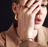 Black Square Gold Plated Bracelet