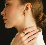 Green Zircon Open Adjustable Gold Plated Ring
