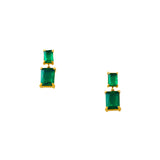 Green Couple Zircon Gold Plated Earrings