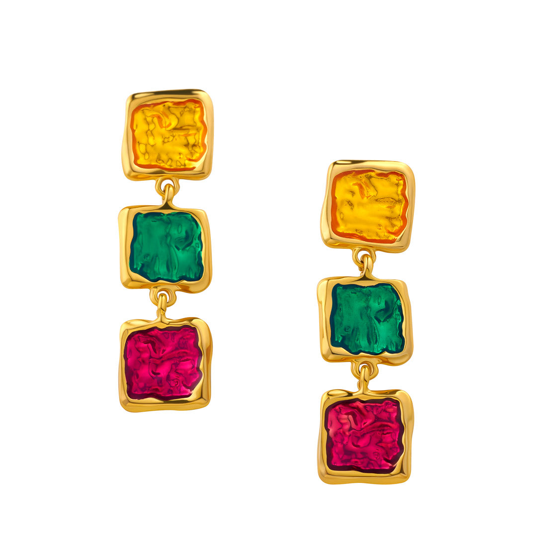 Polychrome Gold Plated Earrings