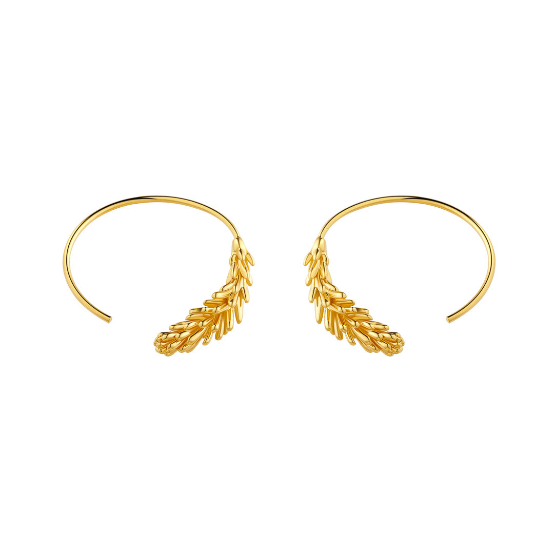 Wheat Hoops Gold Colored Earrings