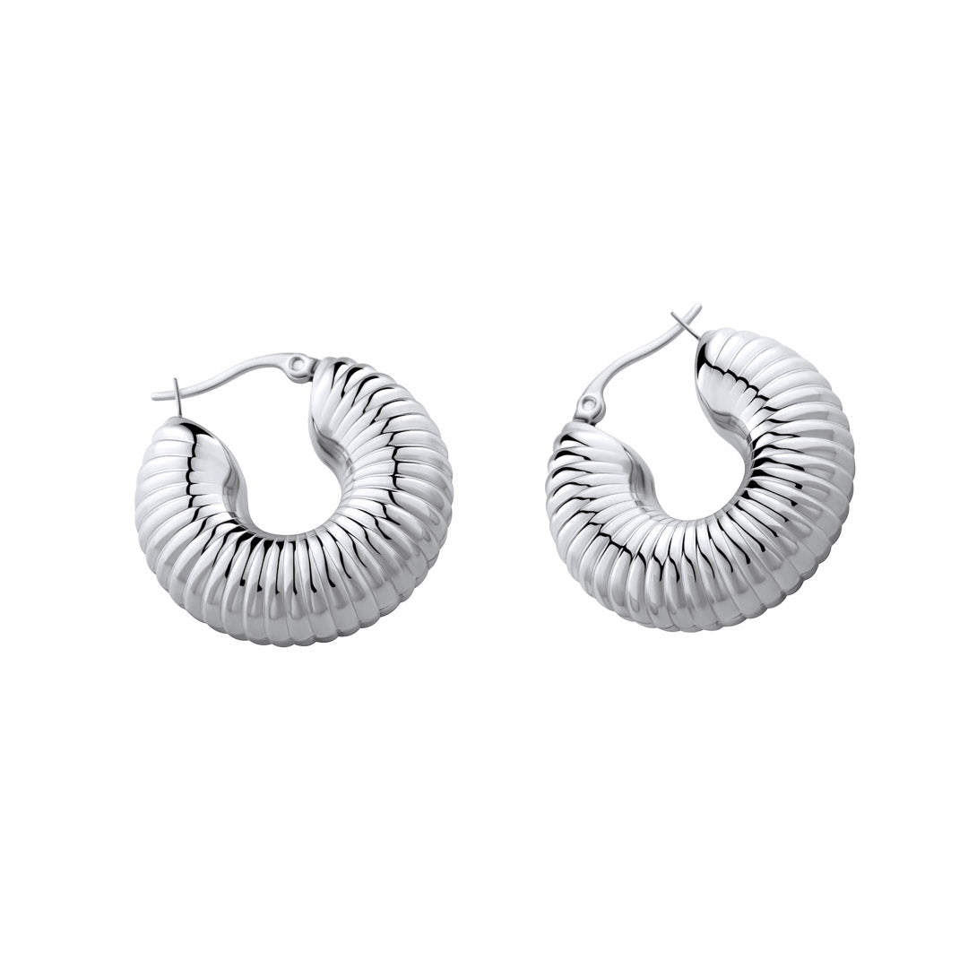 Striped Hollow Silver Plated Spiral Earrings