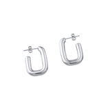 Hollow Silver Plated Steel Polished Earrings