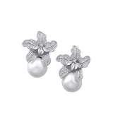 Shimmering Lillies Pearl Silver Earrings UAE