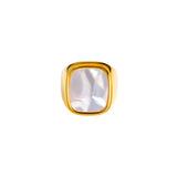 White Big Stone Gold Plated Ring