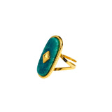 Vintage Green Zircon Adjustable Gold Plated Ring