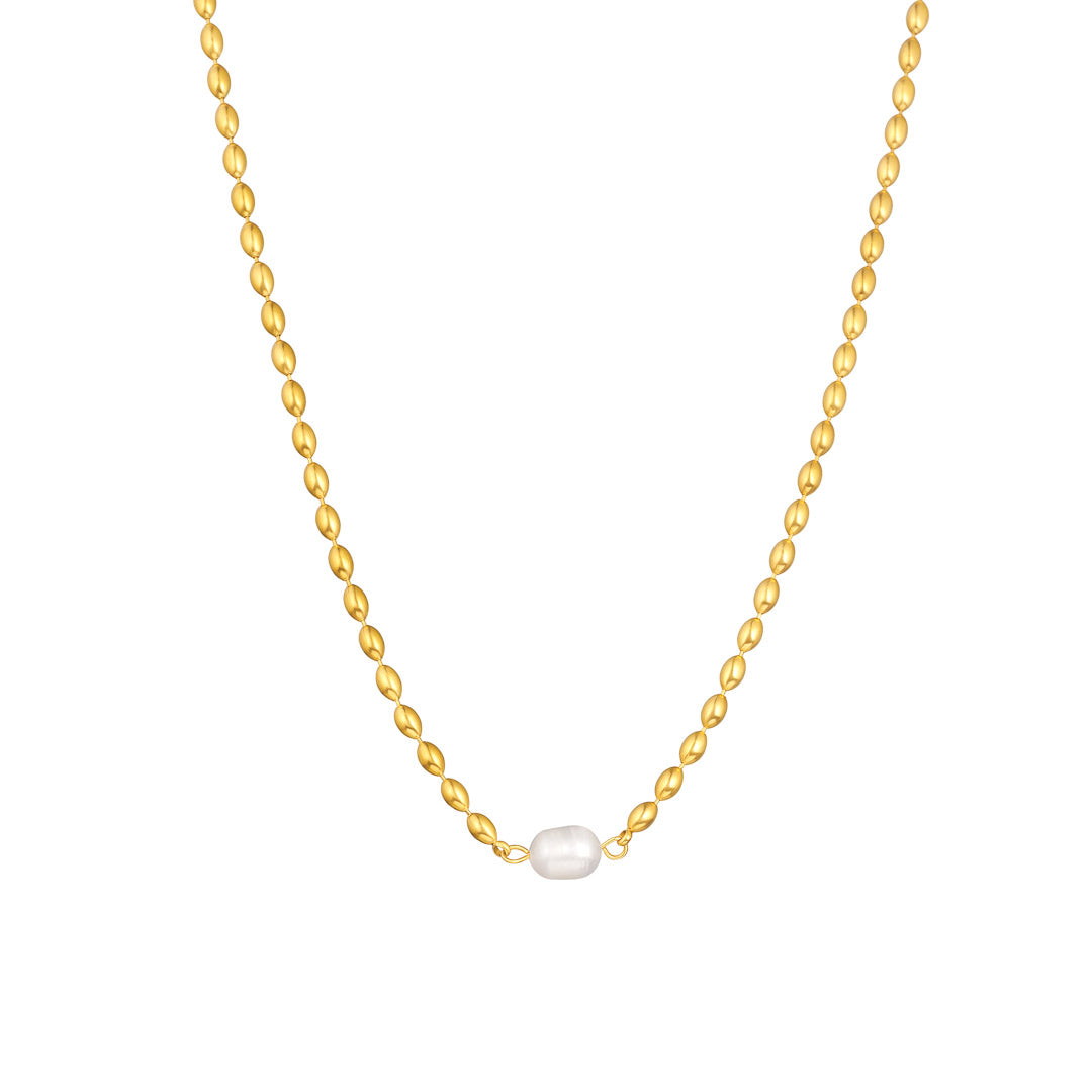 Pearl with Oval beads Gold Plated Necklace UAE