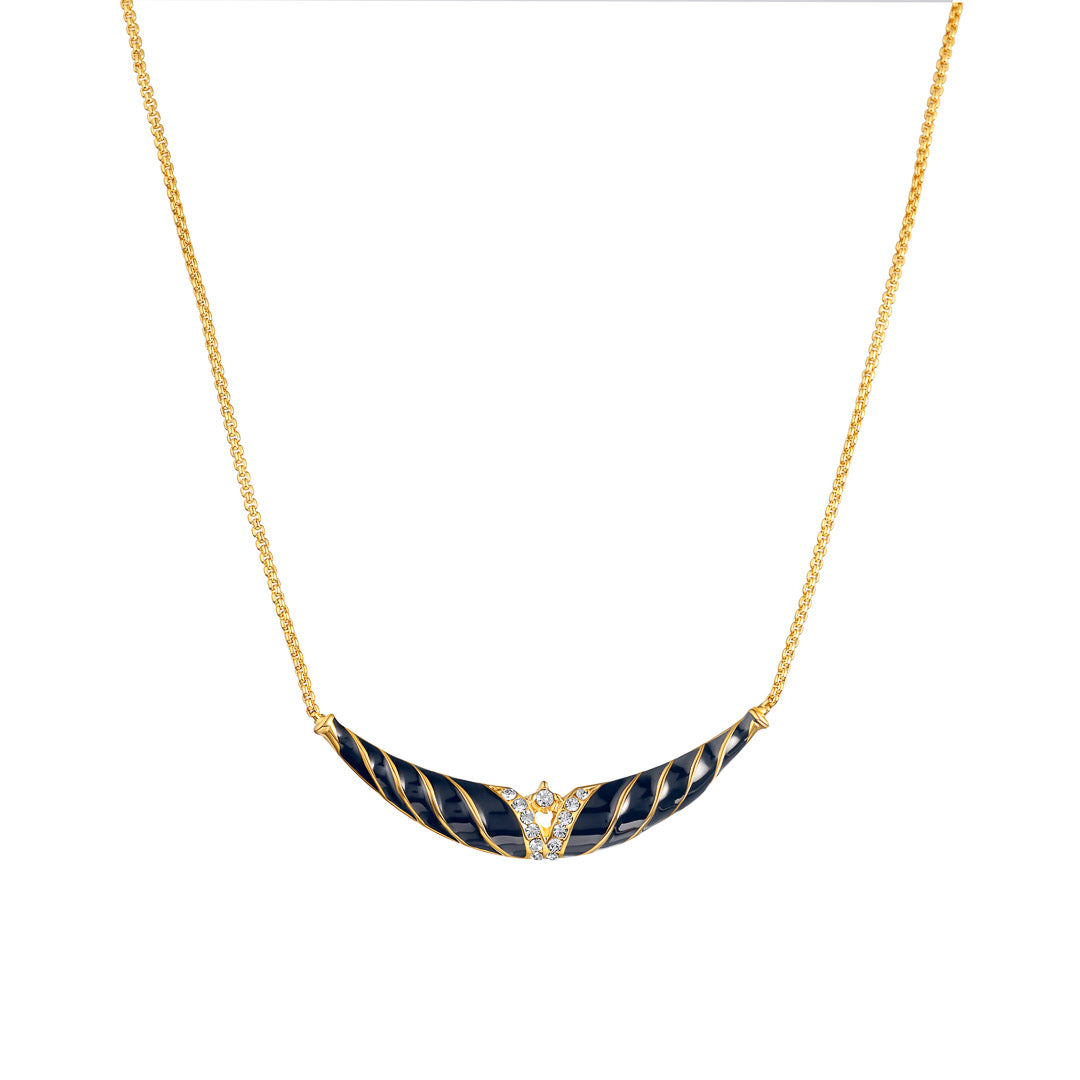 Black and Gold Vintage Gold Plated Necklace