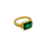 Green Zircon Spiral Gold Plated Ring