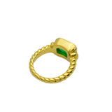 Green Zircon Spiral Gold Plated Ring