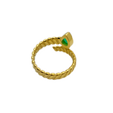 Green Zircon Open Adjustable Gold Plated Ring
