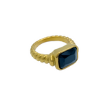 Black Zircon Spiral Gold Plated Ring