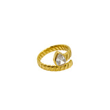 Adjustable White Zircon Gold Plated Ring