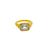 White Zircon Spiral Gold Plated Ring