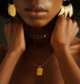 Breathe Rectangular Gold Plated Necklace